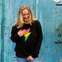 Black Embroidered Rainbow Lightning Bolt Sweatshirt, thumbnail 1 of 3