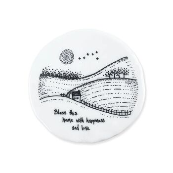 Bless This Home With Happiness And Love East Of India Porcelain Coaster, 2 of 3