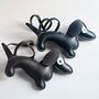Faux Leather Sausage Dog Bag Charm, thumbnail 3 of 4