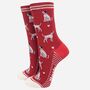 Dalmatian Dogs Bamboo Socks Women's Red, thumbnail 1 of 4