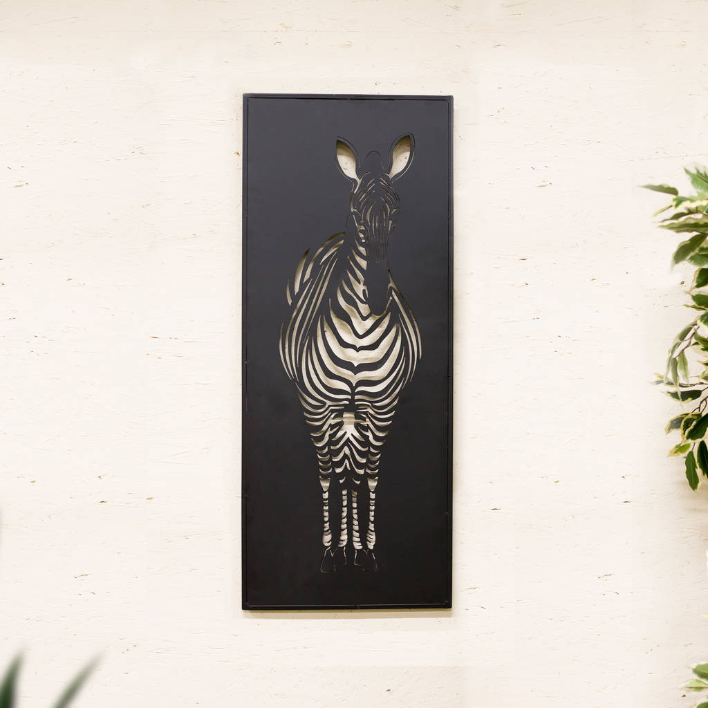 black zebra wall art by garden leisure