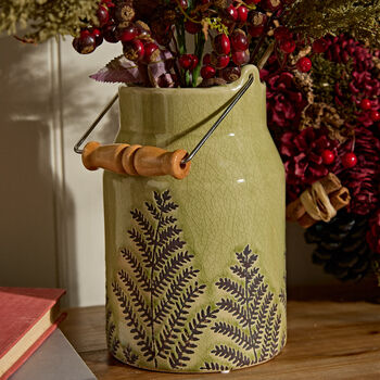 Bradfield Fern Green Ceramic Milk Churn Vase, 3 of 8