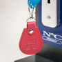 Recycled Bottles Keyring With Disabled Toilet Radar Key In Raspberry, thumbnail 3 of 4