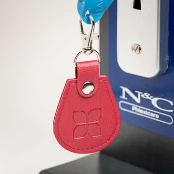 Recycled Bottles Keyring With Disabled Toilet Radar Key In Raspberry, 3 of 4