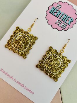 Ravioli Pasta Glitter Earrings / Gift For Foodie / Italian Inspired Jewellery / Fun Accessories, 2 of 5