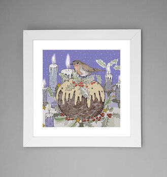 'Robin On A Pudding' Print, 2 of 3