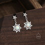 Sterling Silver White Opal Sun And Star Dangle Stud Earrings, thumbnail 4 of 10