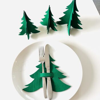 Eco Christmas Tree Cutlery Holder Set Of Six, 5 of 5