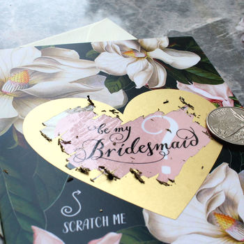 Scratch Off Black Magnolia Bridesmaid Card, 2 of 3