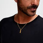 Ridged Totem Men's Necklace 18 K Gold Plated Steel, thumbnail 3 of 7