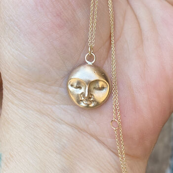 Solid Gold Chunky Moonface Pendant, 2 of 6