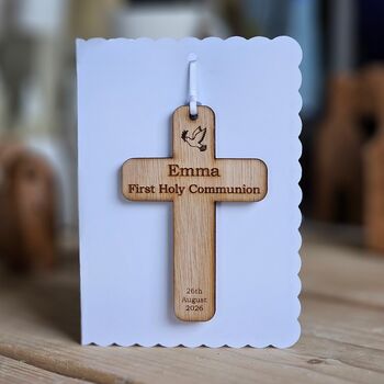 Personalised Communion Cross Hanging Decoration Card, 2 of 4