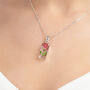 Sterling Silver Rectangular Rosebud Pendant, thumbnail 1 of 10
