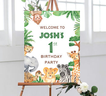 Personalised Wild Jungle Safari Birthday Party Sign, 2 of 5