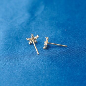 April Birthstone Flower Stud Earrings, 4 of 7