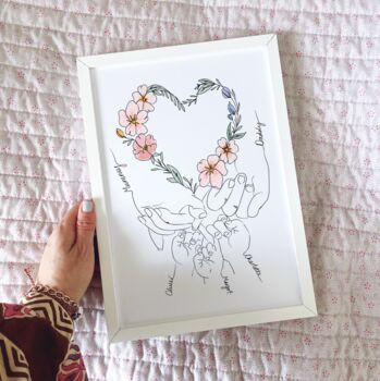 Personalised Family Heart Flowers Hand Illustration, 5 of 6