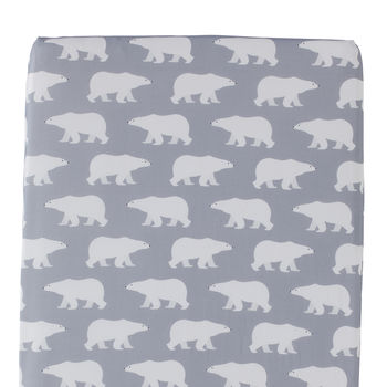 Polar Bear Print Fitted Cot Sheet, 3 of 4