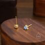 Sterling Silver Trillion Cut Topaz Blue Cz Stud Earrings, thumbnail 4 of 12