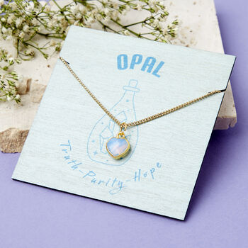 Healing Opal Heart Gemstone Sterling Silver Necklace, 9 of 10