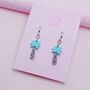 Powder Blue Star And Silver Glitter Drop Earrings, thumbnail 3 of 4