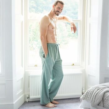 Men's ''Moss' Herringbone Brushed Cotton Pyjama Trousers, 2 of 4