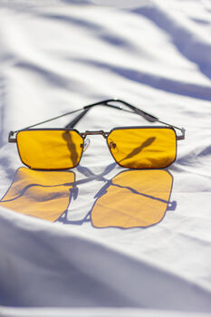 Orange Nose Bridge Angular Rectangle Aviator Sunglasses, 8 of 8