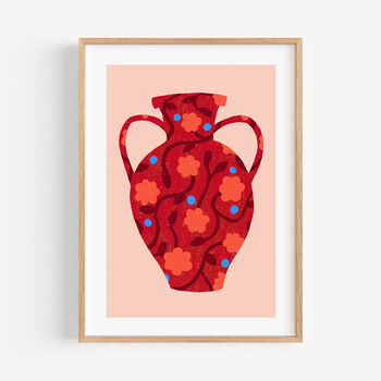 Patterned Red Vase Art Print, 4 of 5