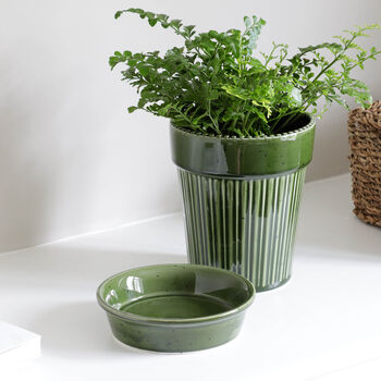 Green Plant Pot With Saucer, 3 of 3