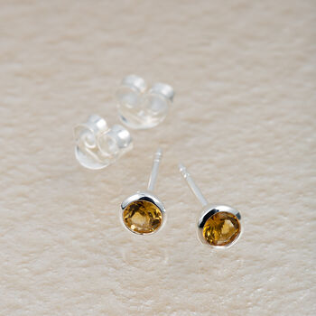 Sterling Silver November Birthstone Stud Earrings Citrine, 3 of 4