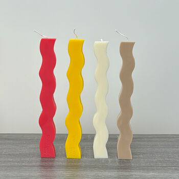 Geometric Wavy Pillar Candles Curvy Dinner Table Candle, 8 of 9