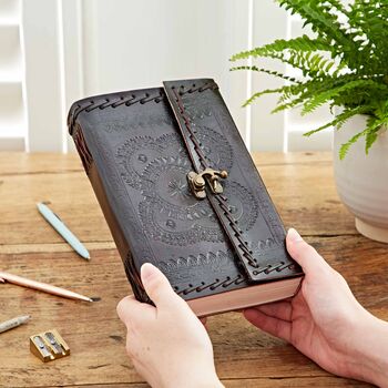 Handcrafted Indra Xl Embossed Leather Journal, 4 of 11