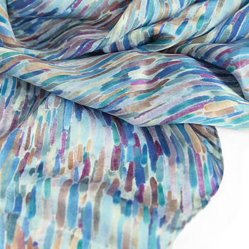 Vibrant Abstract Long Silk Scarf, 5 of 6