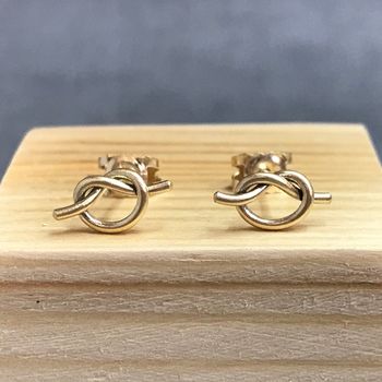 White Gold Love Knot Earrings, 3 of 4