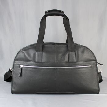 Black Leather Laptop Weekend Bag With Gunmetal Zip, 8 of 10