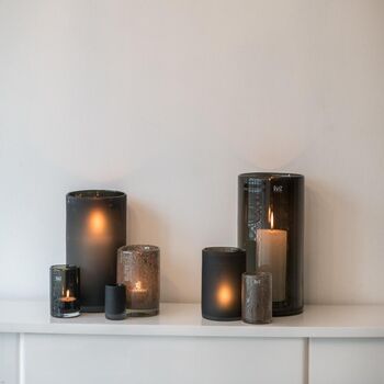 Cylinder C5 Candleholder Metal Chips Glass, 3 of 5