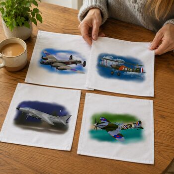 Set Of Four Handkerchiefs With Raf Plane Illustrations, 3 of 12