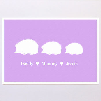 Personalised Hedgehog Family Print, 3 of 5