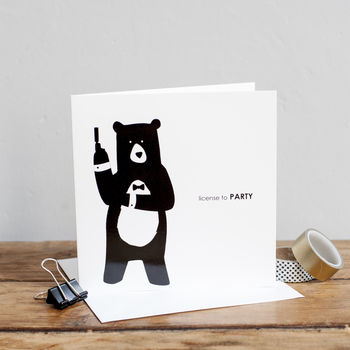 License To Party, Bear Birthday Card, 2 of 3