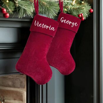 Luxury Personalised Velvet Christmas Stocking, 4 of 12