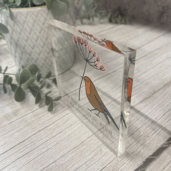 Personalised Memorial Robins Appear Acrylic Block Sign, 5 of 6