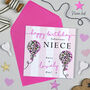 Leopard Love Balloon Niece Birthday Card, thumbnail 1 of 3