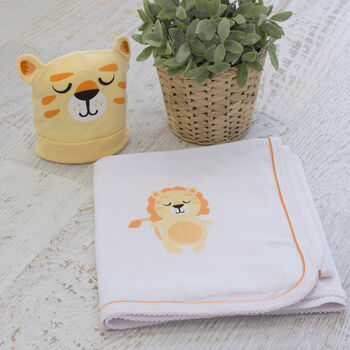 Lion Stretchie Swaddle And Beanie Set, 3 of 4