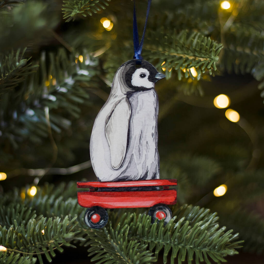 Wooden Penguin Christmas Tree Decoration By Sophie Brabbins