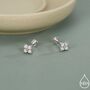 Sterling Silver Opal Clover Cluster 16 G Internally Threaded Flat Back Earrings, thumbnail 1 of 11