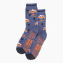 Men's Bamboo Socks Denim Blue Campervan Beach, thumbnail 1 of 4