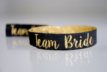 Team Bride Black And Gold Hen Party Wristbands, 2 of 8