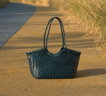 Hand Woven Genuine Leather Shopping Bag, 10 of 12