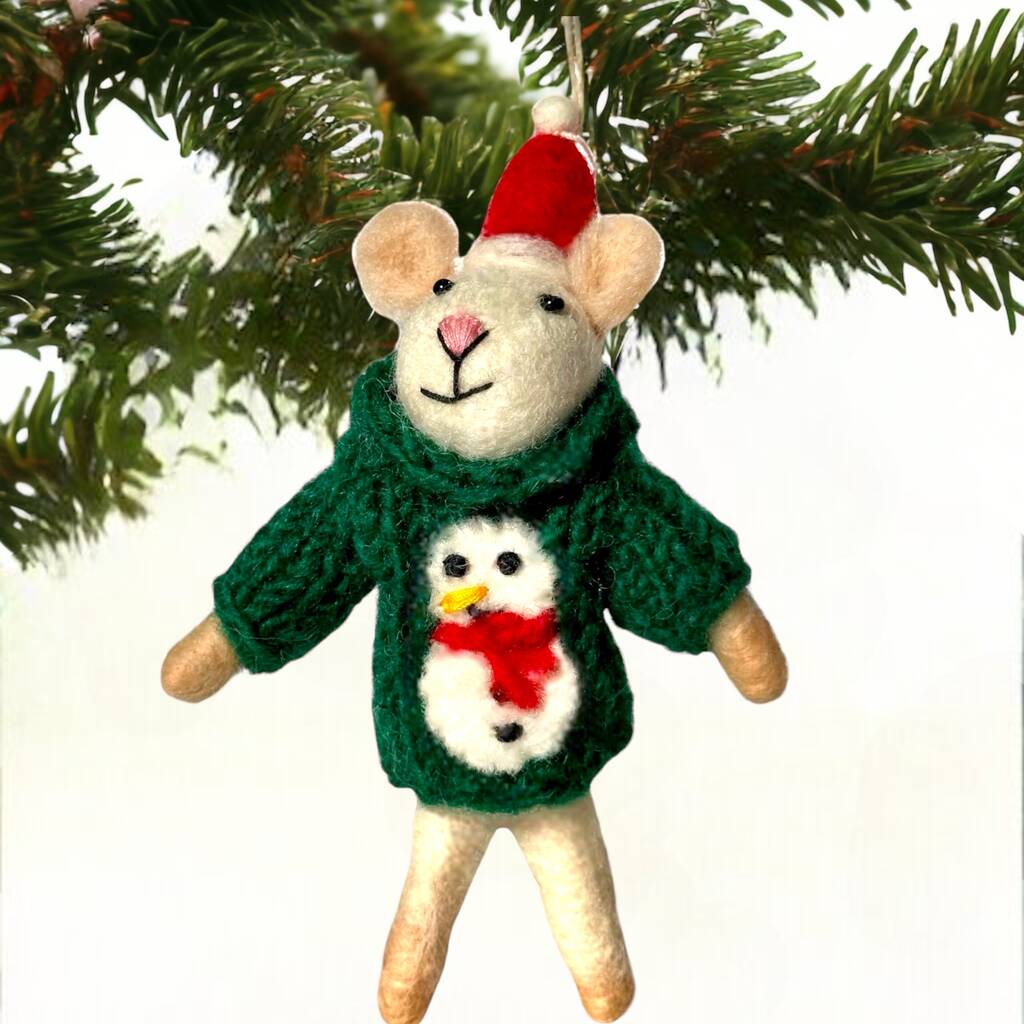 Felt Mice Ornament - Knitting Mouse Ornament