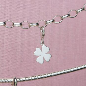 Sterling Silver Four Leaf Clover Charm, 3 of 7