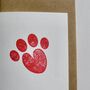 Cat Paw Love Heart Handprinted Greeting Card, thumbnail 4 of 6